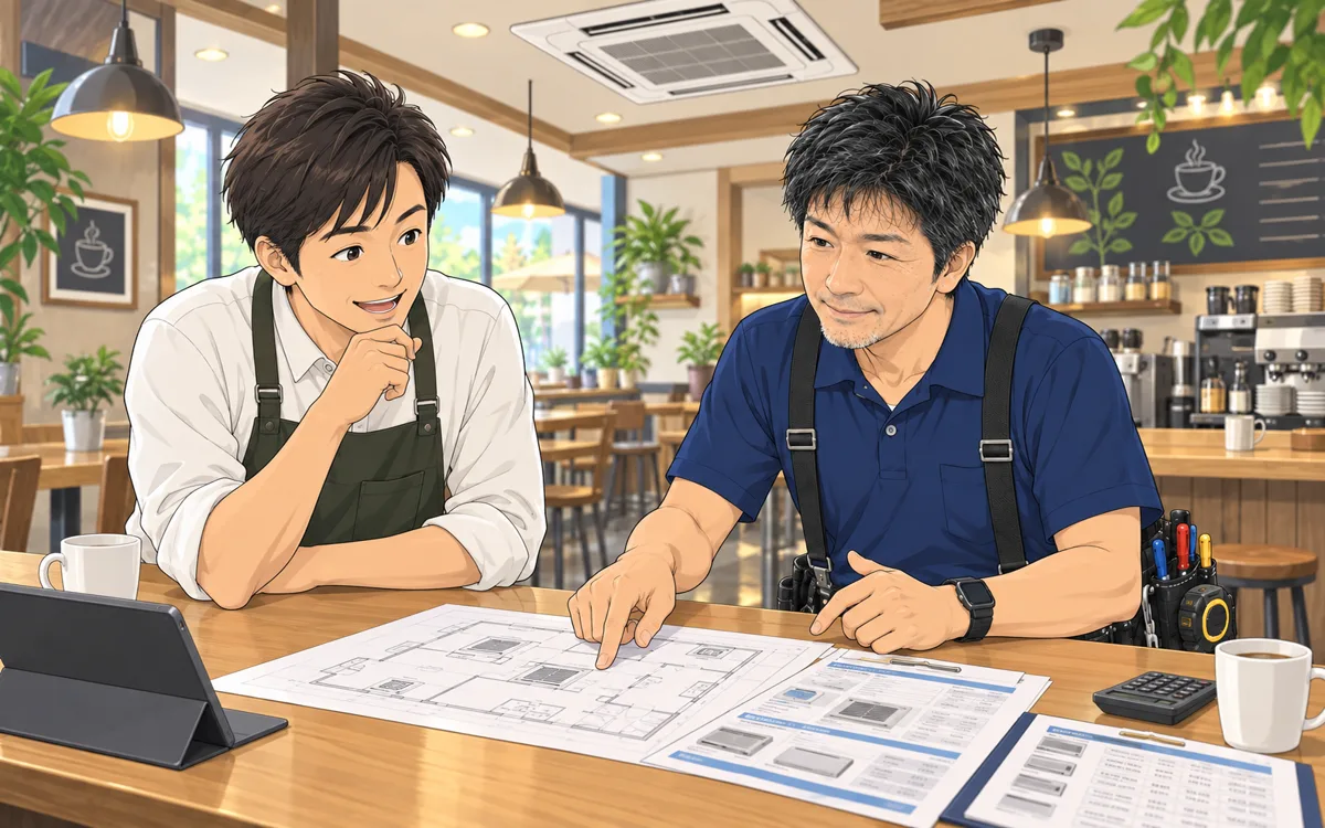 業務用店舗用エアコン工事料金表の挿絵