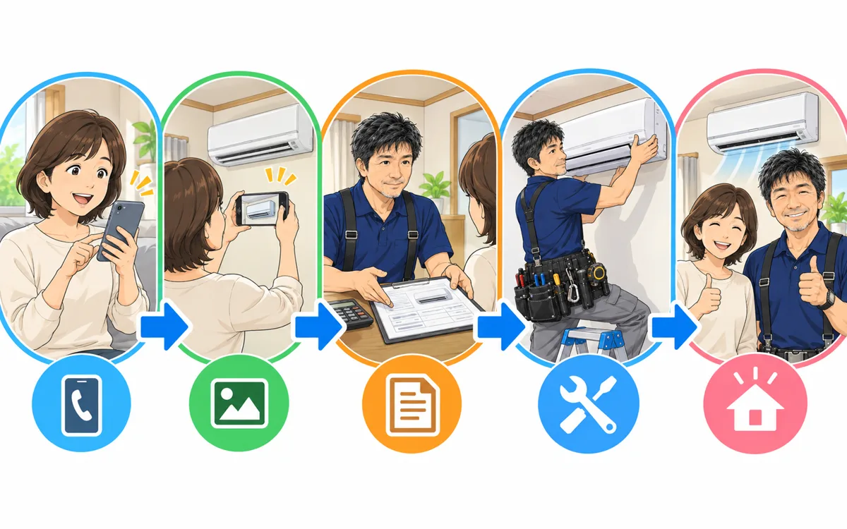 エアコン工事の流れの挿絵